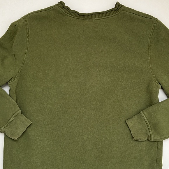 Basic Editions Size Small Vintage Embroidered Floral Sweatshirt in Olive Green - Picture 10 of 11